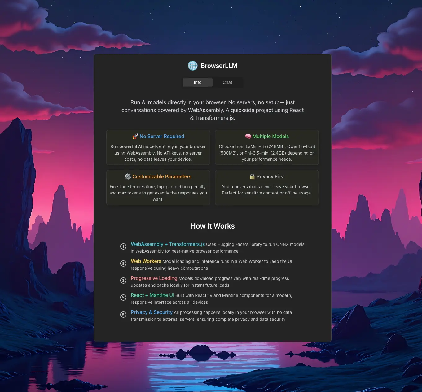 Browser LLM interface showing AI chat